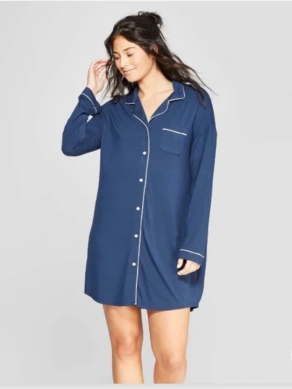Stars Above Sleepwear Button Down Navy Night Shirt